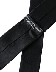 Dolce & Gabbana Black Solid 100% Silk Adjustable Tie - Retail Flare