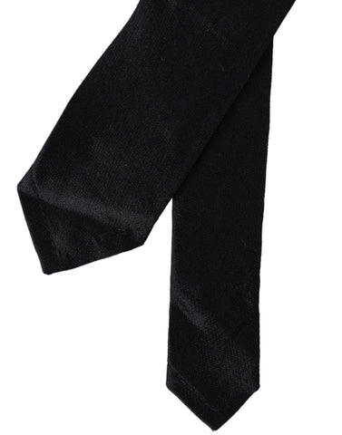 Dolce & Gabbana Black Solid 100% Silk Adjustable Tie - Retail Flare