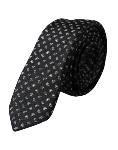 Dolce & Gabbana Black Jacquard Patterned Silk Adjustable Men Tie - Retail Flare