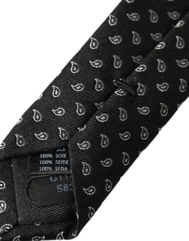 Dolce & Gabbana Black Jacquard Patterned Silk Adjustable Men Tie - Retail Flare