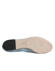 Dolce & Gabbana Blue Lace Crystal Ballet Flats Loafers Shoes - Retail Flare