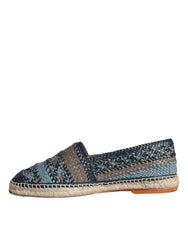Dolce & Gabbana Blue Gray Woven Leather Buffalo Espadrille Shoes - Retail Flare