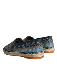 Dolce & Gabbana Blue Gray Woven Leather Buffalo Espadrille Shoes - Retail Flare