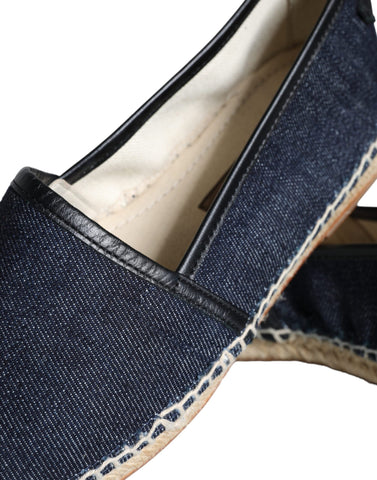 Dolce & Gabbana Blue Denim Cotton Leather Espadrilles Shoes Dolce & Gabbana Retail Flare