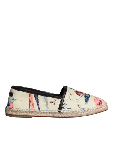 Dolce & Gabbana Beige Floral Canvas Espadrilles Slip On Shoes - Retail Flare