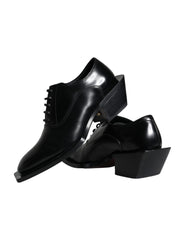 Dolce & Gabbana Black Calfskin Leather Derby Dress Men Shoes - Retail Flare