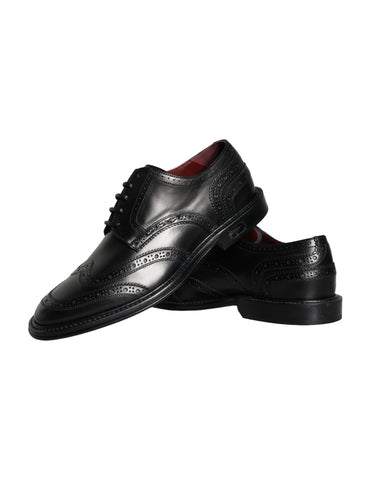 Dolce & Gabbana Black Leather Oxford Wingtip Formal Men Shoes - Retail Flare