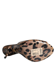 Dolce & Gabbana Brown Leopard Leather Slides Heels Sandals Shoes - Retail Flare