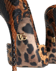Dolce & Gabbana Brown Leopard Leather Slides Heels Sandals Shoes - Retail Flare