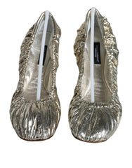 Dolce & Gabbana Silver Patent Leather Scrunch Ballet Flats Shoes - Retail Flare