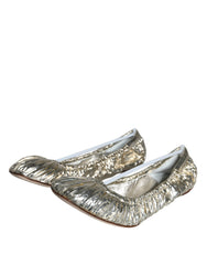 Dolce & Gabbana Silver Patent Leather Scrunch Ballet Flats Shoes - Retail Flare