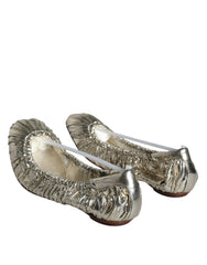 Dolce & Gabbana Silver Patent Leather Scrunch Ballet Flats Shoes - Retail Flare