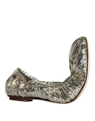 Dolce & Gabbana Silver Patent Leather Scrunch Ballet Flats Shoes - Retail Flare