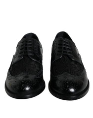 Dolce & Gabbana Black Leather Floral Lace Dress Formal Shoes - Retail Flare