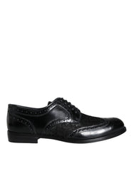 Dolce & Gabbana Black Leather Floral Lace Dress Formal Shoes - Retail Flare
