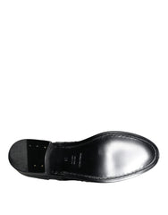 Dolce & Gabbana Black Leather Floral Lace Dress Formal Shoes - Retail Flare