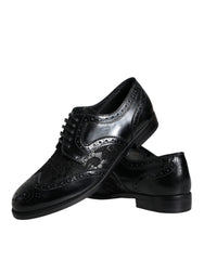 Dolce & Gabbana Black Leather Floral Lace Dress Formal Shoes - Retail Flare