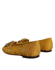 Dolce & Gabbana Mustard Lace Crystal Ballet Flats Loafer Shoes - Retail Flare