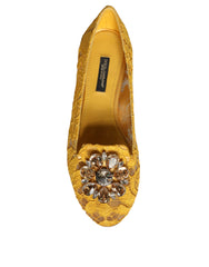 Dolce & Gabbana Mustard Lace Crystal Ballet Flats Loafer Shoes - Retail Flare