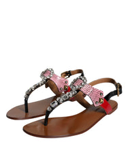 Dolce & Gabbana Multicolor Crystal Sandals Flip Flops Shoes - Retail Flare