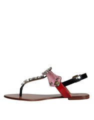 Dolce & Gabbana Multicolor Crystal Sandals Flip Flops Shoes - Retail Flare