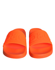 Dolce & Gabbana Orange Rubber Slides Sandals Beachwear Shoes - Retail Flare
