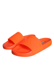 Dolce & Gabbana Orange Rubber Slides Sandals Beachwear Shoes - Retail Flare