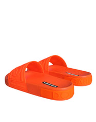Dolce & Gabbana Orange Rubber Slides Sandals Beachwear Shoes - Retail Flare