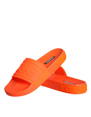 Dolce & Gabbana Orange Rubber Slides Sandals Beachwear Shoes - Retail Flare