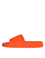Dolce & Gabbana Orange Rubber Slides Sandals Beachwear Shoes - Retail Flare