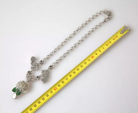 Dolce & Gabbana Silver Brass Clear Crystal Roses Pendants Necklace - Retail Flare
