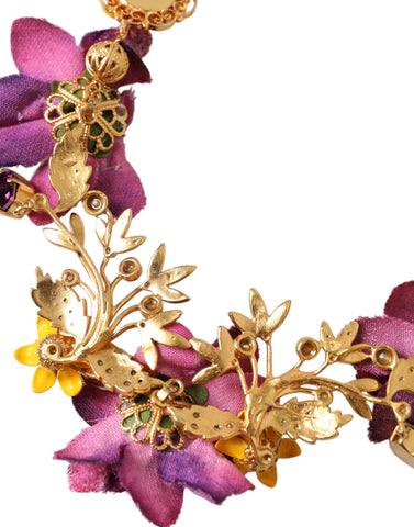 Dolce & Gabbana Gold Brass Mix Fiori Flowers Crystal Chain Necklace - Retail Flare