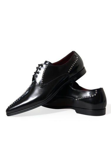 Dolce & Gabbana Black Leather Crystal Dress Formal Shoes - Retail Flare