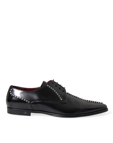 Dolce & Gabbana Black Leather Crystal Dress Formal Shoes - Retail Flare
