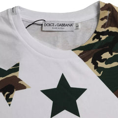 Dolce & Gabbana White Camouflage Stars Crew Neck Men T-shirt Dolce & Gabbana Retail Flare