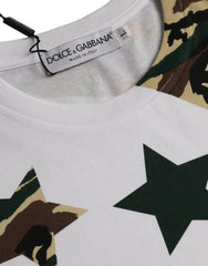Dolce & Gabbana White Camouflage Stars Crew Neck Men T-shirt Dolce & Gabbana Retail Flare