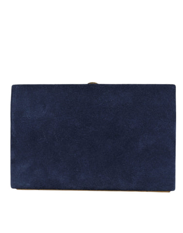 Dolce & Gabbana Blue Suede Gold Frame Clutch Evening Party Purse Bag - Retail Flare