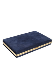 Dolce & Gabbana Blue Suede Gold Frame Clutch Evening Party Purse Bag - Retail Flare