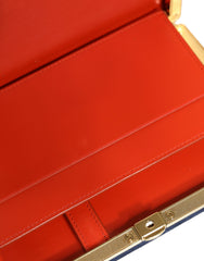 Dolce & Gabbana Blue Suede Gold Frame Clutch Evening Party Purse Bag - Retail Flare