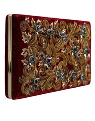 Dolce & Gabbana Red Velvet Gold Frame Clutch Evening Party Purse Bag - Retail Flare