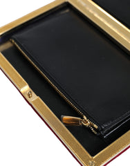 Dolce & Gabbana Red Velvet Gold Frame Clutch Evening Party Purse Bag - Retail Flare