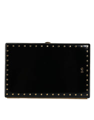 Dolce & Gabbana Black Leather Studs Gold Frame Clutch Evening Purse Bag - Retail Flare