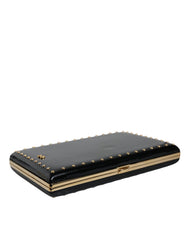 Dolce & Gabbana Black Leather Studs Gold Frame Clutch Evening Purse Bag - Retail Flare