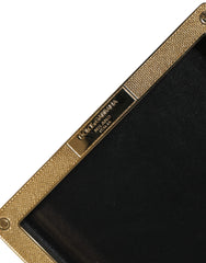 Dolce & Gabbana Black Leather Studs Gold Frame Clutch Evening Purse Bag - Retail Flare