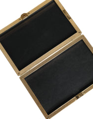 Dolce & Gabbana Black Leather Studs Gold Frame Clutch Evening Purse Bag - Retail Flare