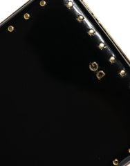 Dolce & Gabbana Black Leather Studs Gold Frame Clutch Evening Purse Bag - Retail Flare