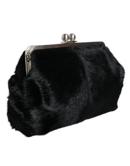 Dolce & Gabbana Black Fur Handbag Clutch Purse Pouch Bag - Retail Flare