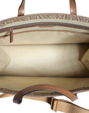 Versace Brown Top Handle Jacquard Leather Logo Crossbody Tote Bag - Retail Flare