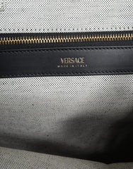 Versace White Top Handle Canvas Leather Logo Crossbody Tote Bag - Retail Flare