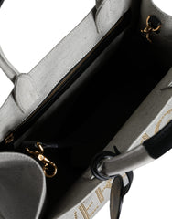 Versace White Top Handle Canvas Leather Logo Crossbody Tote Bag - Retail Flare